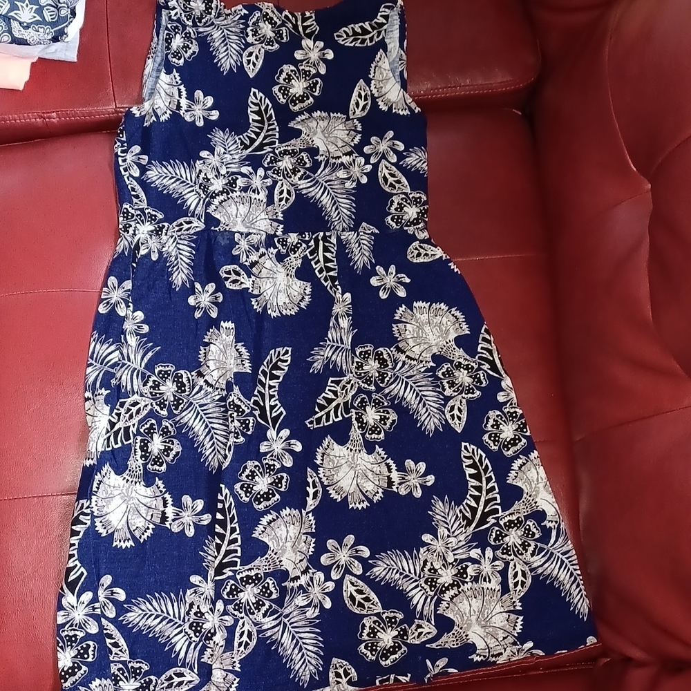Joe Fresh Navy Blue & Cream Floral Dress